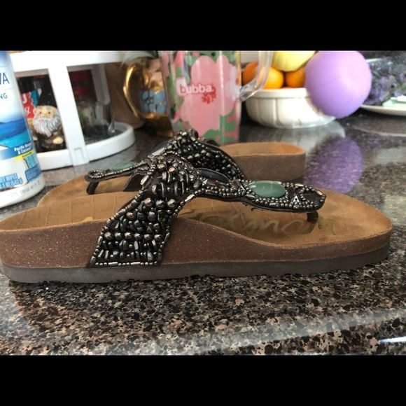Sam Edelman Annalee Pewter Beaded Leather Sandals S : 6 - Picture 8 of 12